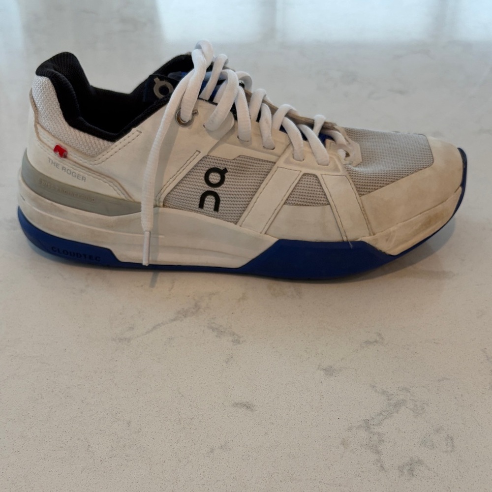 On Running Boys White and Blue Sneakers